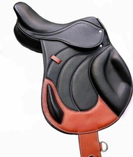 Selle de cheval en cuir à double rabat à contact étroit avec système d'aiguil...