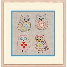 Kit de broderie Freestyle Le Bonheur des Dames "Chouettes", image imprimée, 12x1