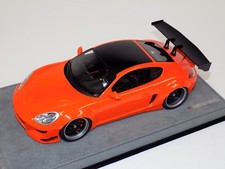 1/18 Modèles AB Porsche Cayman Rocket Bunny Orange Brillant Sur Base Alcantara B