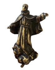 Élément Ancien Sculpture en Bronze Saint François Xavier montant au Ciel Moine
