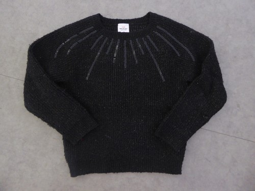 Pull fille noire - , encolure