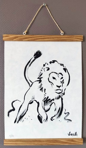Lion peinture animalière - peinture,