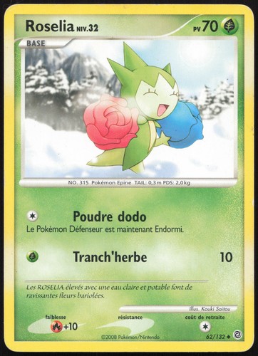 Carte pokémon roselia - carte, 62/132