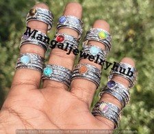 Lot bagues toupie grenat et mélange pierres précieuses bijoux en vrac plaqué ...