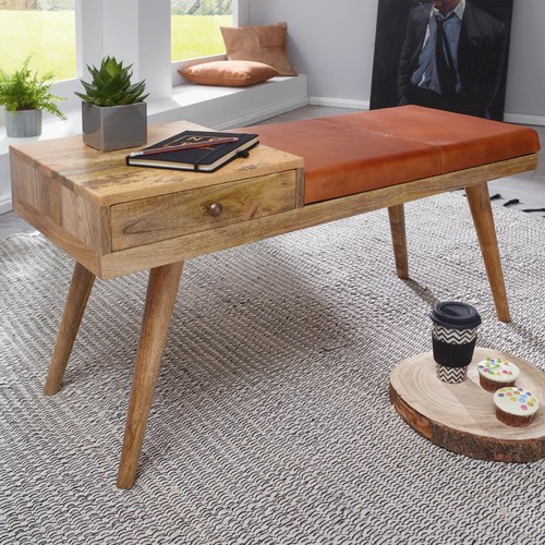 Finebuy banc cuir 100 cm - en,