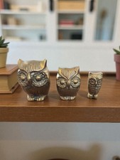 famille de hiboux en laiton taille 6,5-5,5-4,5 cm