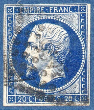TIMBRE N° 14A BLEU FONCE OBLITERE - 4 MARGES FINES - PHOTO CONTRACTUELLE - #18