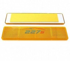 2 grands catadioptres rectangulaires autocollants - remorque - ambre - 173x40 mm