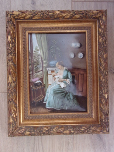 Panneau laqué femme alaitant - panneau,