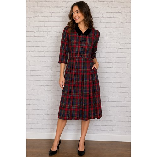Miss dorby vintage plaid midi - miss,