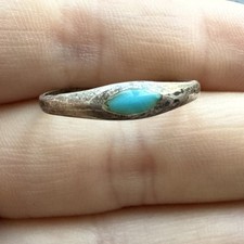 Ancienne Bague En Argent Massif 925 Jonc Alliance Anneaux Créateur turquoise 
