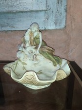 Coupe vide poche ROYAL DUX Porcelaine Bohème Jeune Femme Colombes Art Nouveau