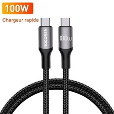 Câble USB C Vers USB C Charge Rapide PD 100W Synchro Données Samsung IPhone 1M