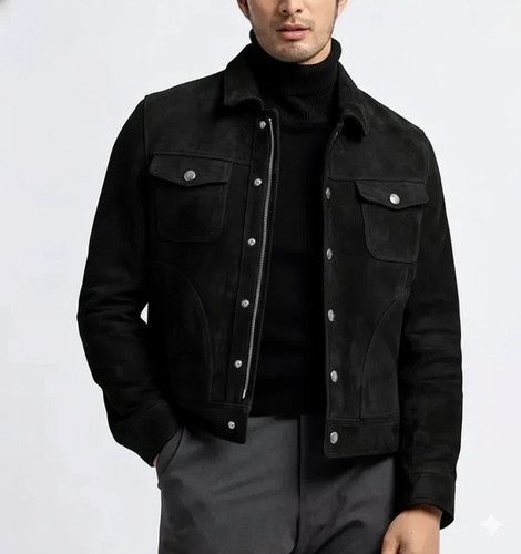 Veste homme cuir noir - en,