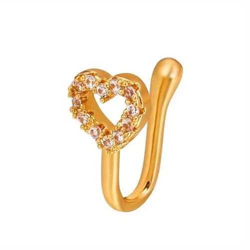 Faux piercing cœur zircon - faux,