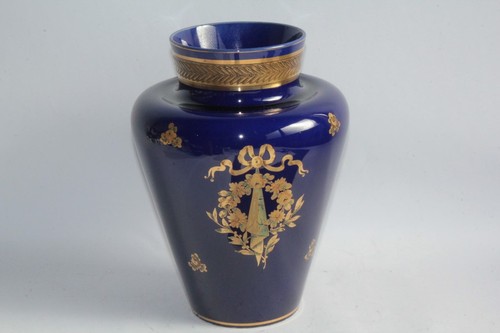 Vase faïence tours bleu et - vase,