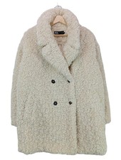 ZARA Manteau en fausse fourrure Dames Manteau T EU 40 blanc cassé