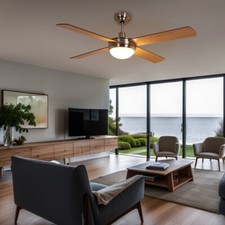 Ventilateur de Plafond Plafonnier LED Réversible Vor-Rücklauf Télécommande Bois