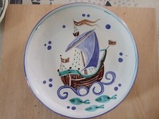  Plat Vallauris Cerenne  Décor Bateau Signature  Marie Christine Treinen