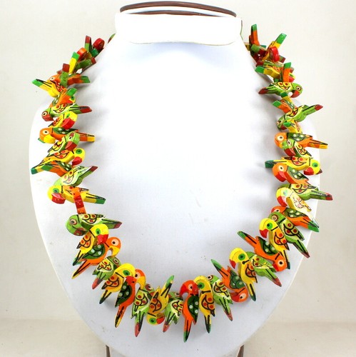 Collier bois jaune perroquet