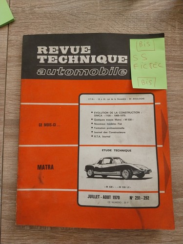 Revue technique matra 530 - technique,