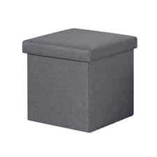 Pouf avec Rangement, Pouf Cube Pliable, Coffre Rangement en Tissu Lin, Repose...
