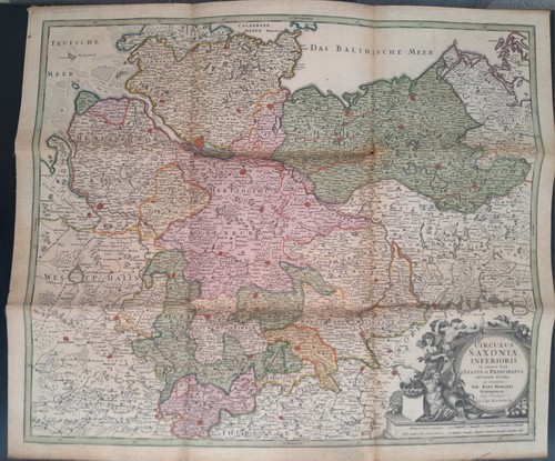 Ancienne carte saxe inférieur - ancienne,