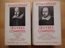 LA PLEIADE SHAKESPEARE 2/2 VOL OEUVRES COMPLETES POEMES COMEDIES TRAGEDIES
