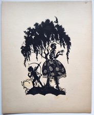 ?Fin Découpage Artistique en papier noir ajouré collé sur carton 23,4 x 29,2 cm