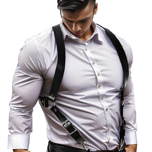 Pantalon cuir homme bretelles - pantalon,