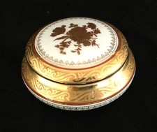 LIMOGES -  BOITE RONDE EN PORCELAINE HPV - DÉCOR à la ROSE - OR DORURES  SUPERBE