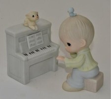 1986 Enesco Precious Moments Porcelaine Lord Protège My Life En 2 PC Musique Box