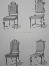 LOUIS XVI chaise fantaisie Chinoise GRAVURE le MAGASIN de MEUBLES V.QUETIN 19éme