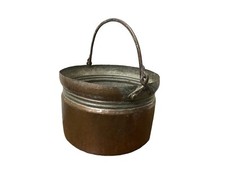 ANCIEN VINTAGE GRAND CHAUDRON CUIVRE PORTE PLANTE CHEMINÉE CRÉMAILLÈRE