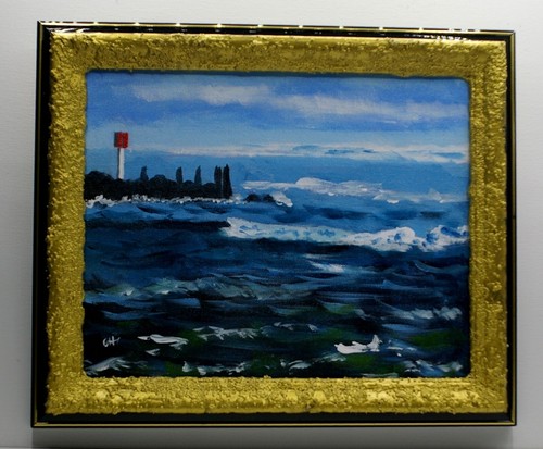 Peinture huile un repère - ,