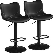 Lot de 2 Tabourets de Bar Comptoir en Similicuir R��glables avec Repose-pieds