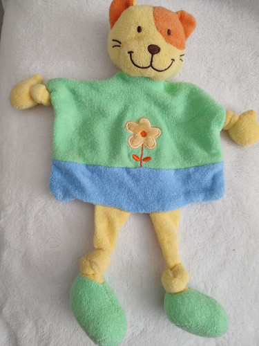 Doudou plat chat bleu - , vert