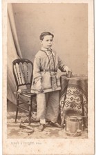 Garcon enfant instrument tambour trompette cor Photo CDV Alger 1865 Alary Geiser