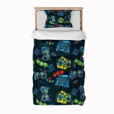 Housse de Couette en Microfibre 90x190cm Parure de Lit 1 Personne avec Fermet...