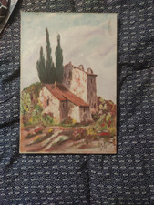 G AGHER tableau ancien huile sur toile signé decor paysage