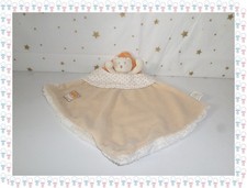 ㊲ - Doudou  Semi Plat Carré Lit  Ours Crème Beige Basile et Lulu  Moulin Roty