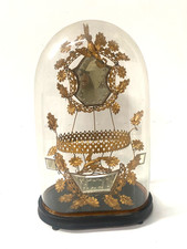 Ancien globe de Mariée complet Verre et Bois  . XIX siècle .