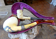 énorme  PIPE traditionnelle  EN ÉCUME DE MER  avec sertissage d'argent