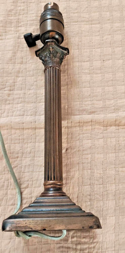 Old brass electric table lamp - brass,