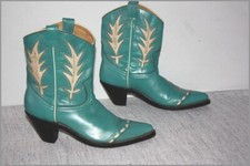 Fox Mexico Boots vintage Santiags Tout Cuir Turquoise T 36.5 BE