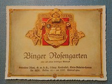 Ancien Étiquette de Vin Binger Roseraie Conception Illert Auheim Kunstanstalt