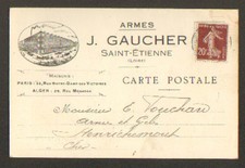 SAINT-ETIENNE (42) ARMES J. GAUCHER , en 1921 / SERVICE de REPARATION