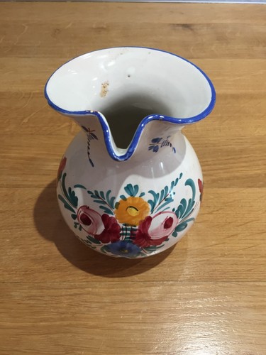 Pichet fleuri faïence - pichet,