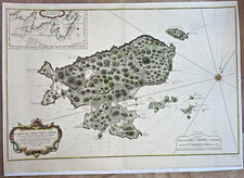 ST PIERRE ET MIQUELON 1763 NICOLAS BELLIN VERY LARGE ANTIQUE SEA CHART