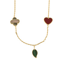 VAN CLEEF & ARPELS - Lucky Alhambra – Sautoir douze motifs en or jaune et pierre